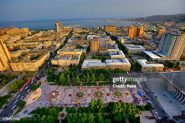 May 14 Flower Festival, Heydar Aliyev Park, Baku, Azerbaijan An aerial view of the Flower Festival from a hot air balloon. Flowers are shipped to...