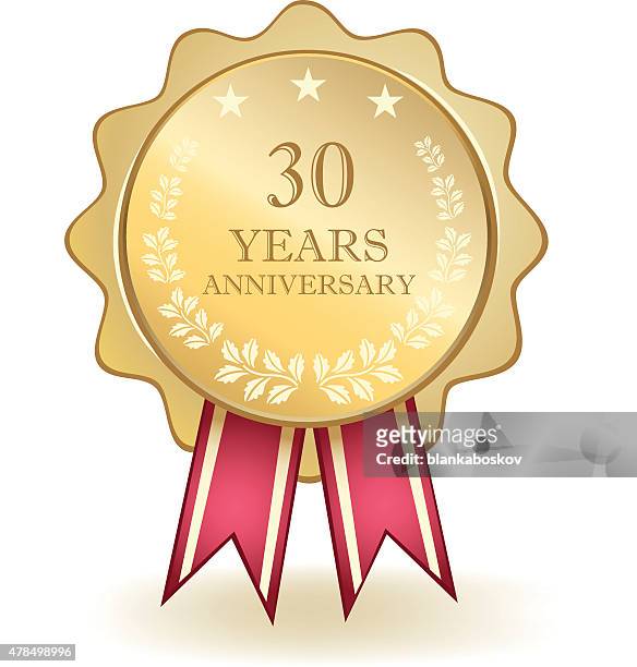 thirty year anniversary medal - 30 34 years stock illustrations
