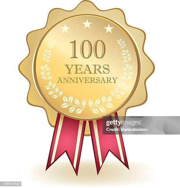 hundred year anniversary medal - 100 anniversary stock illustrations