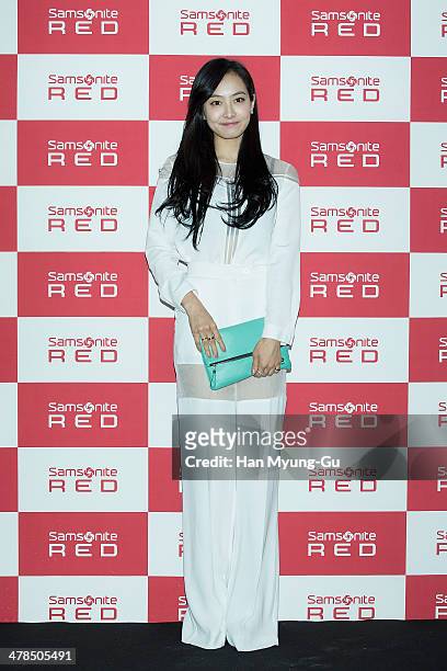 Victoria of girl group f attends the "Samsonite Red" 2014 S/S Collection Presentation at Platoon Kunsthalle on March 13, 2014 in Seoul, South Korea.