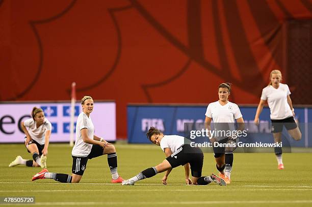 Germany players practice at Stade Olympique de Montreal on June 25, 2015 in Montreal, Canada.