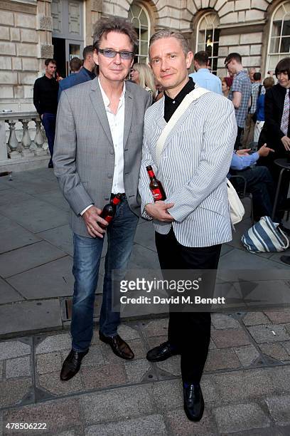 Bruce Foxton of The Jam and actor Martin Freeman attend the private view of The Jam: About the Young Idea at Somerset House in London on June 25,...