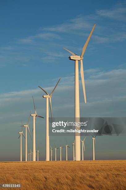 rows of ge wind turbines southeast colorado - general electric stock pictures, royalty-free photos & images