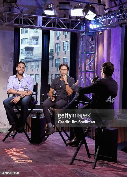 Actors Daniel Sunjata and Aaron Tveit attend the AOL BUILD Speaker Series Presents: "Graceland" at AOL Studios In New York on June 25, 2015 in New...