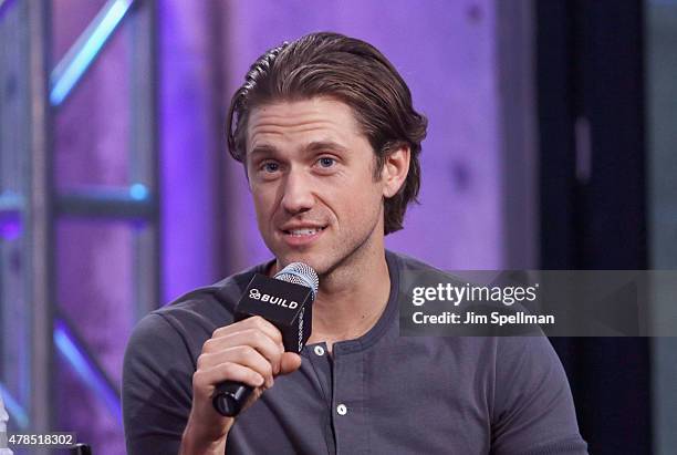 Actor Aaron Tveit attends the AOL BUILD Speaker Series Presents: "Graceland" at AOL Studios In New York on June 25, 2015 in New York City.