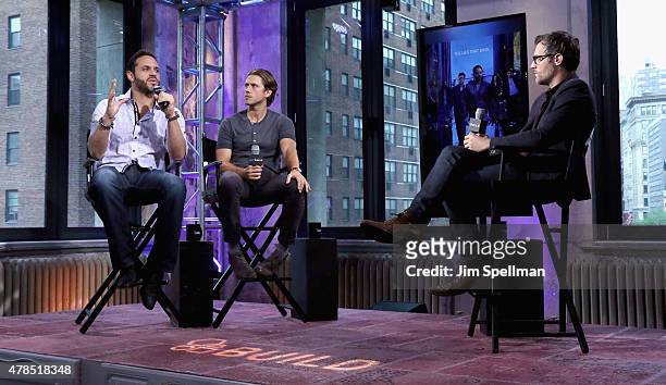 Actors Daniel Sunjata and Aaron Tveit attend the AOL BUILD Speaker Series Presents: "Graceland" at AOL Studios In New York on June 25, 2015 in New...