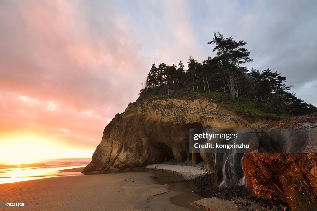 Hug Point Or Map Hug Point State Park Sunset Northern Oregon High-Res Stock Photo ...