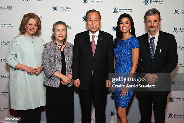 Opera Singer Renee Fleming, Mrs. Ban Soon-taek, Secretary-General of the United Nations Ban Ki-moon, Bloomberg News Anchor Betty Liu and Executive...