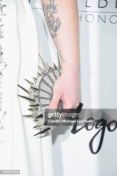 Kelly Osbourne, handbag and tatoo detail, attends Logo's "Trailblazer Honors" 2015 at the Cathedral of St. John the Divine on June 25, 2015 in New...