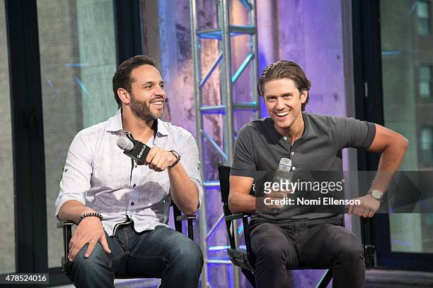 Actors Daniel Sunjata and Aaron Tveit attend the AOL BUILD Speaker Series Presents: 'Graceland' at AOL Studios In New York on June 25, 2015 in New...