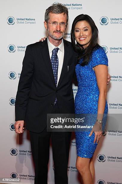 Executive Director, UN Global Compact Georg Kell and Bloomberg News Anchor Betty Liu attend United Nations Global Compact 15TH Anniversary...