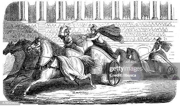 stockillustraties, clipart, cartoons en iconen met antique illustration of chariot racing - chariot
