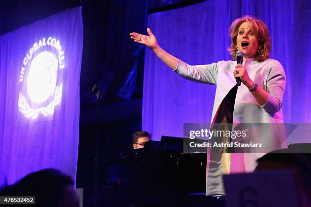 Opera Singer Renee Fleming performs onstage during the United Nations Global Compact 15TH Anniversary Celebration at Cipriani 42nd Street on June 25,...