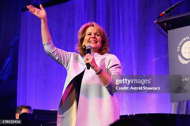 Opera Singer Renee Fleming performs onstage during the United Nations Global Compact 15TH Anniversary Celebration at Cipriani 42nd Street on June 25,...