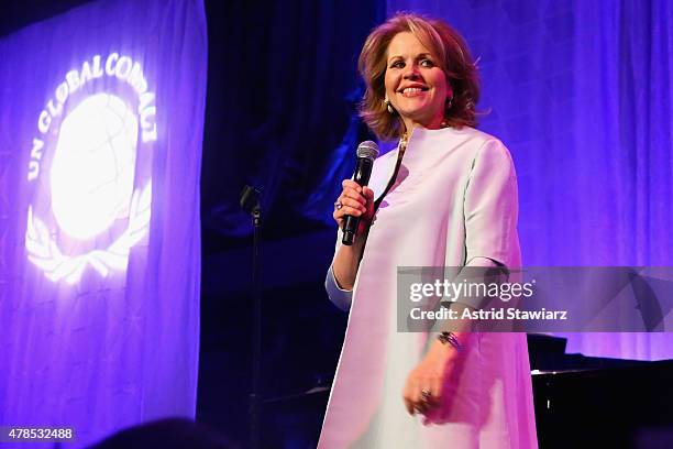 Opera Singer Renee Fleming performs onstage during the United Nations Global Compact 15TH Anniversary Celebration at Cipriani 42nd Street on June 25,...