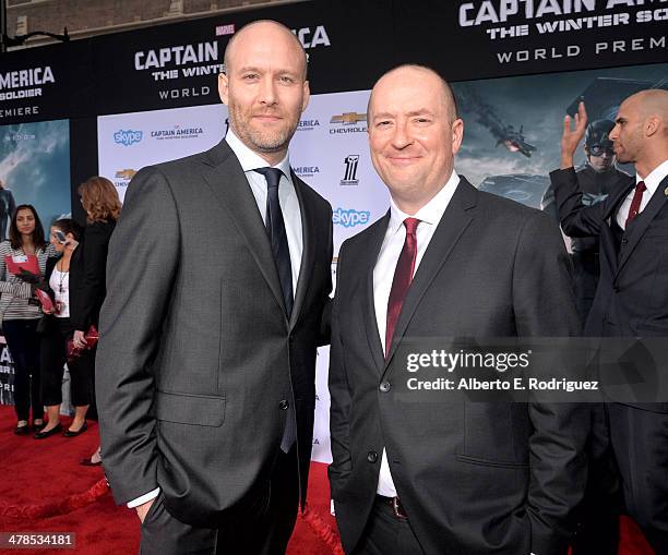 Writers Christopher Markus and Stephen McFeely attend Marvel's "Captain America: The Winter Soldier" premiere at the El Capitan Theatre on March 13,...