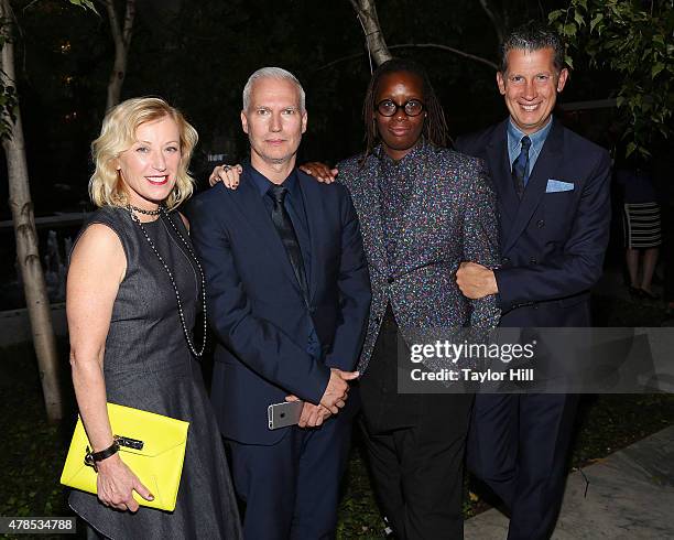 Cindy Sherman, Klaus Biesenbach, Mickalene Thomas, and Stefano Tonchi attend the 2015 MoMA PS1 Benefit Gala at MoMA on June 25, 2015 in New York City.