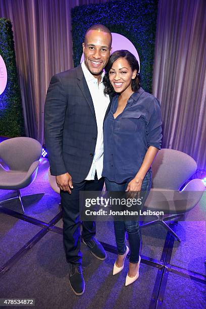 Actress Meagan Good and producer DeVon Franklin attend The 2015 PURPOSE: The Family Entertainment & Faith-Based Summit presented by Variety on June...