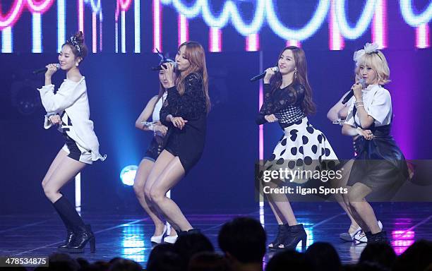 BESTie perform onstage during the Mnet 'M Count Down' at CJ E&M Center on March 6, 2014 in Seoul, South Korea.