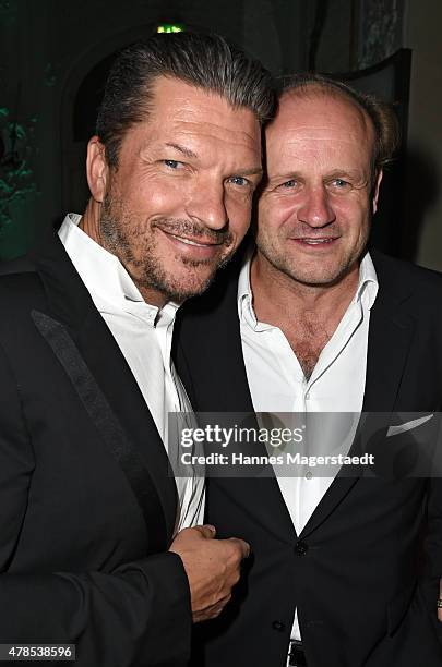 Hardy Krueger jr. And guest attend the Opening Night of the Munich Film Festival 2015 at Bayerischer Hof on June 25, 2015 in Munich, Germany.