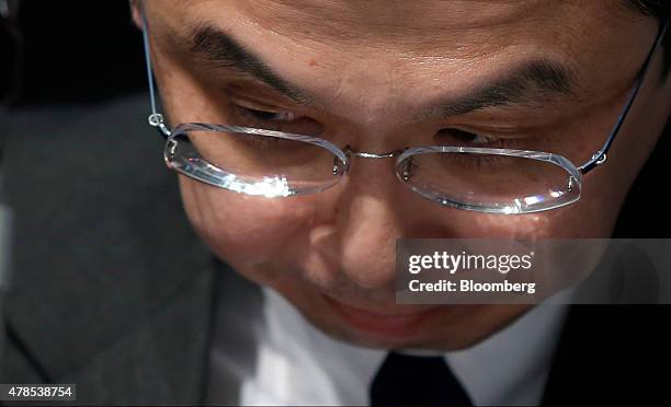 Shigehisa Takada, chairman and president of Takata Corp., attends a news conference in Tokyo, Japan, on Thursday, June 25, 2015. Takada made his...