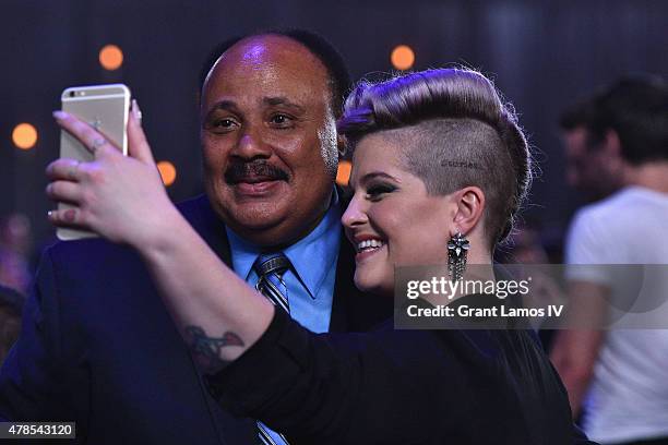 Kelly Osbourne and Martin Luther King III take a photo at Logo's "Trailblazer Honors" 2015 at the Cathedral of St. John the Divine on June 25, 2015...