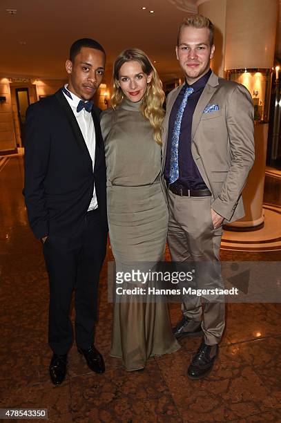 Jerry Hoffmann, Julia Dietze and Ben Muenchow attend the Opening Night of the Munich Film Festival 2015 at Bayerischer Hof on June 25, 2015 in...