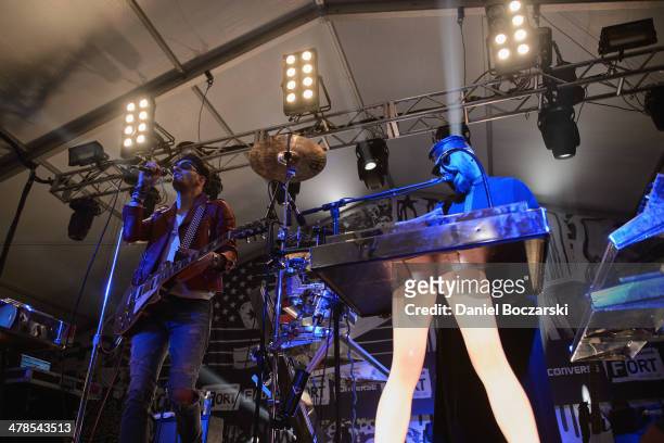 David Macklovitch aka Dave 1 and Patrick Gemayel aka P-Thugg of Chromeo perform on stage at FADER FORT Presented by Converse on March 13, 2014 in...