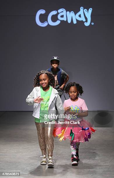 Carsten Charles Sabathia III, Jaden Sabathia and Cyia Sabathia attend their moms CCandy Clothing event at the Petite Parade Kids Fashion Show at 545...
