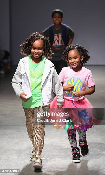 Carsten Charles Sabathia III, Jaden Sabathia and Cyia Sabathia attend their moms CCandy Clothing event at the Petite Parade Kids Fashion Show at 545...