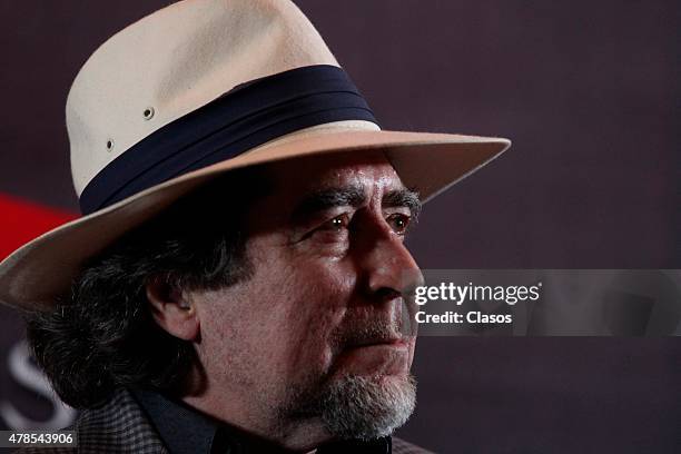 Spanish singer Joaquin Sabina talks to the media during a press conference to announce his presentation on April 29, 2015 in Mexico City, Mexico.