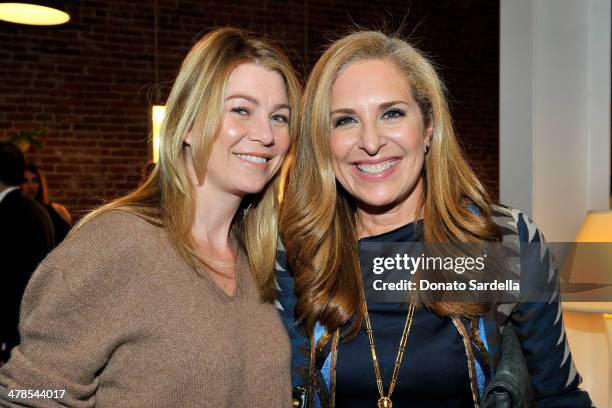 Actress Ellen Pompeo and Susan Feldman celebrate the launch of Hunters Alley at The Unique Space on March 13, 2014 in Los Angeles, California.