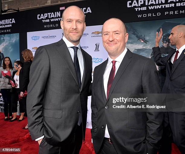 Writers Christopher Markus and Stephen McFeely attend Marvel's "Captain America: The Winter Soldier" premiere at the El Capitan Theatre on March 13,...