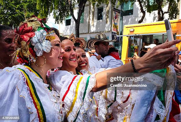 beauty women at calle ocho festival - calle ocho carnival stock pictures, royalty-free photos & images