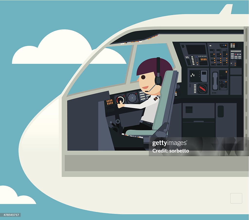 Piloti nella cabina di pilotaggio-Illustrazione