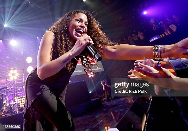 Singer Jordin Sparks performs on the Honda Stage at the iHeartRadio Theater Los Angeles on June 25, 2015 in Burbank, California.