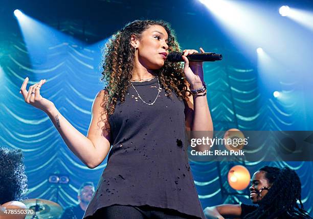 Singer Jordin Sparks performs on the Honda Stage at the iHeartRadio Theater Los Angeles on June 25, 2015 in Burbank, California.