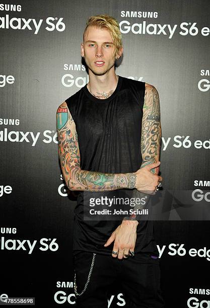 Rapper Machine Gun Kelly attends the Machine Gun Kelly Album Listening Party at the Samsung Studio LA across from The Grove on June 25, 2015 in Los...