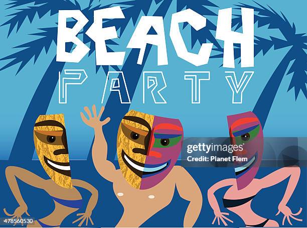 beach party - couple dancing beach stock illustrations