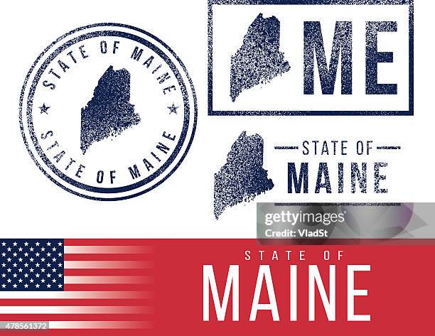 usa rubber stamps - state of maine - maine stock illustrations