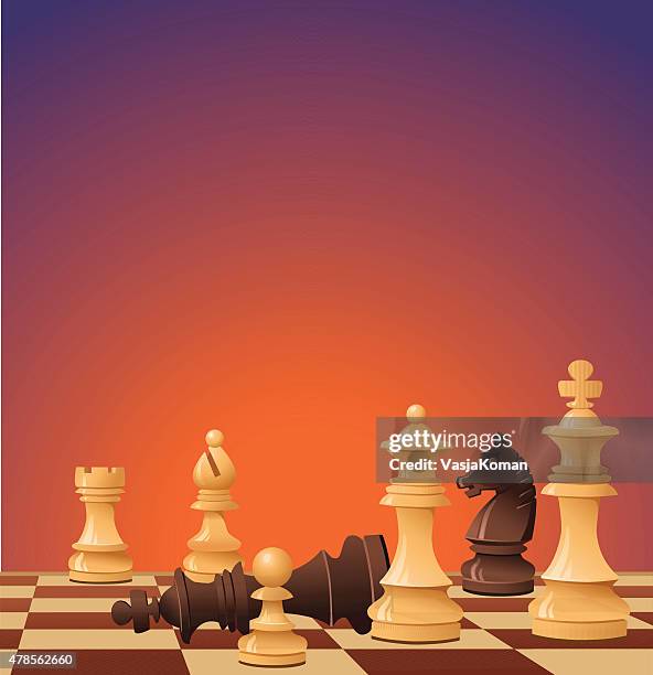game of chess - black king surrenders - queen-chess-piece-clip-art stock illustrations