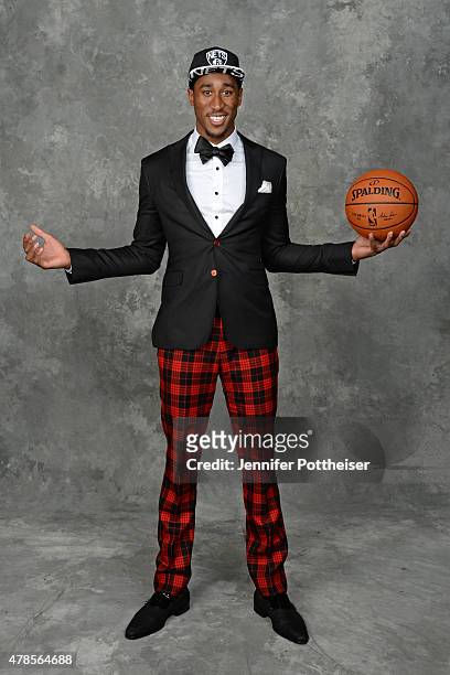 Rondae Hollis-Jefferson poses for a portrait after being traded to the Brooklyn Nets at the Barclays Center on June 25, 2015 in the Brooklyn borough...