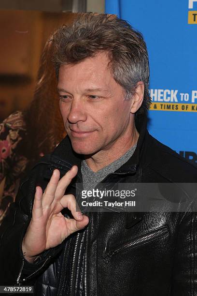 Jon Bon Jovi attends the "Paycheck To Paycheck: The Life And Times Of Katrina Gilbert" premiere at HBO Theater on March 13, 2014 in New York City.