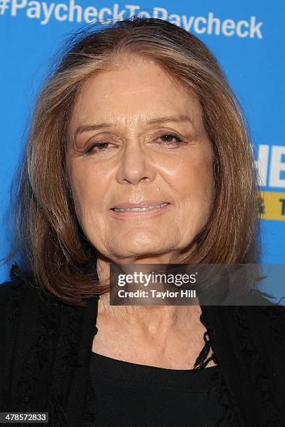 Ms. Magazine founder Gloria Steinem attends the "Paycheck To Paycheck: The Life And Times Of Katrina Gilbert" premiere at HBO Theater on March 13,...