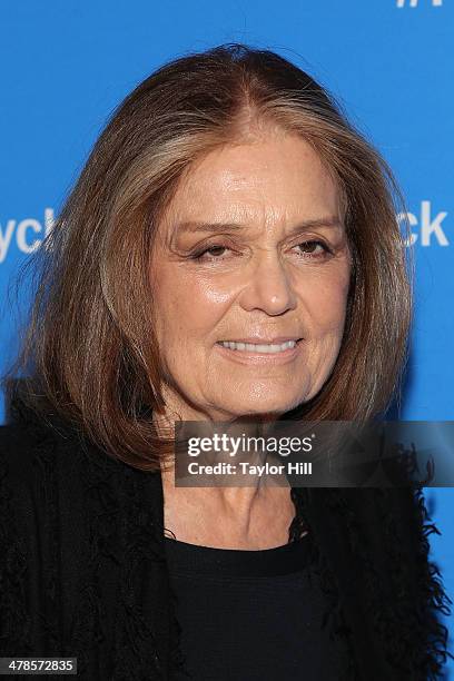 Ms. Magazine founder Gloria Steinem attends the "Paycheck To Paycheck: The Life And Times Of Katrina Gilbert" premiere at HBO Theater on March 13,...