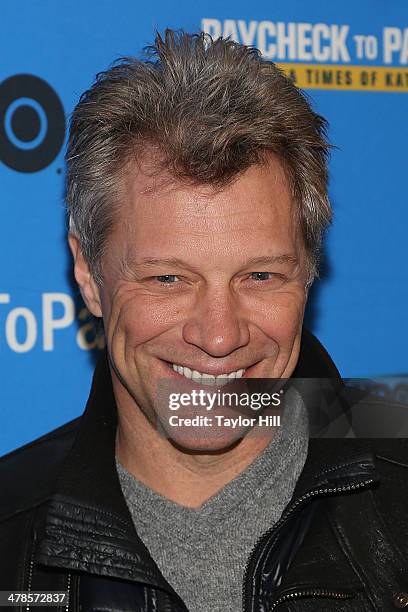 Jon Bon Jovi attends the "Paycheck To Paycheck: The Life And Times Of Katrina Gilbert" premiere at HBO Theater on March 13, 2014 in New York City.