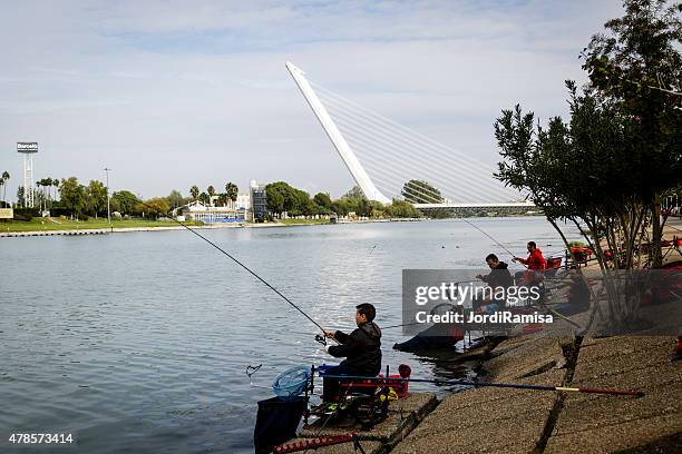 fishermen in the river the guadalquivir - jordiramisa stock pictures, royalty-free photos & images