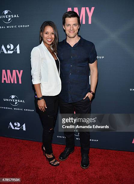 Actor Nick Jandl and his fiance Regalia Thomas arrive at the premiere of A24 Films "Amy" at the ArcLight Cinemas on June 25, 2015 in Hollywood,...