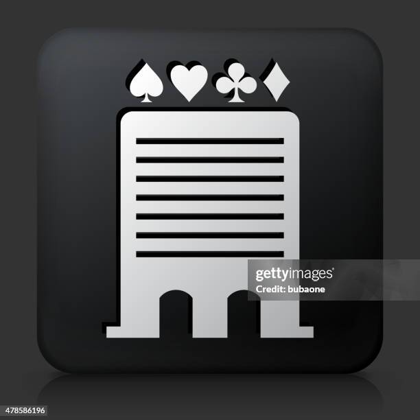 black square button with casino building - poker pattern stock illustrations