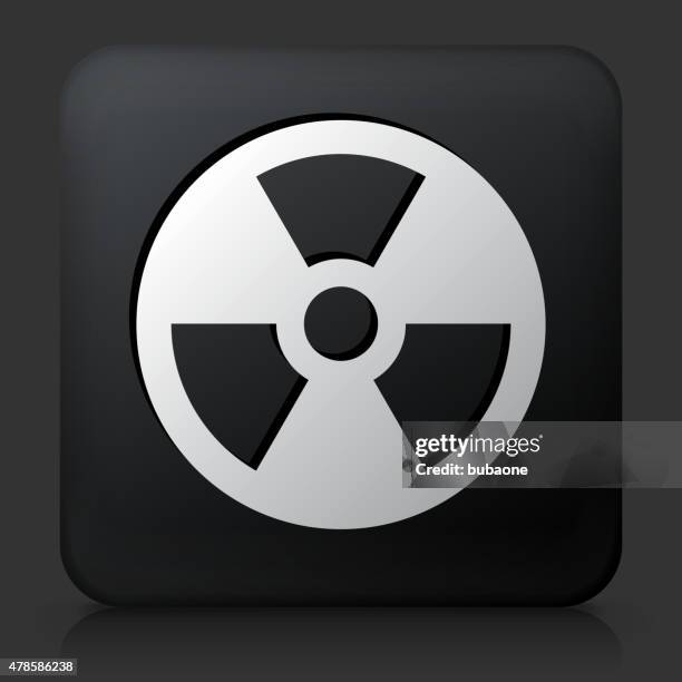 schwarze square knopf mit atom-symbol - bomb button stock-grafiken, -clipart, -cartoons und -symbole